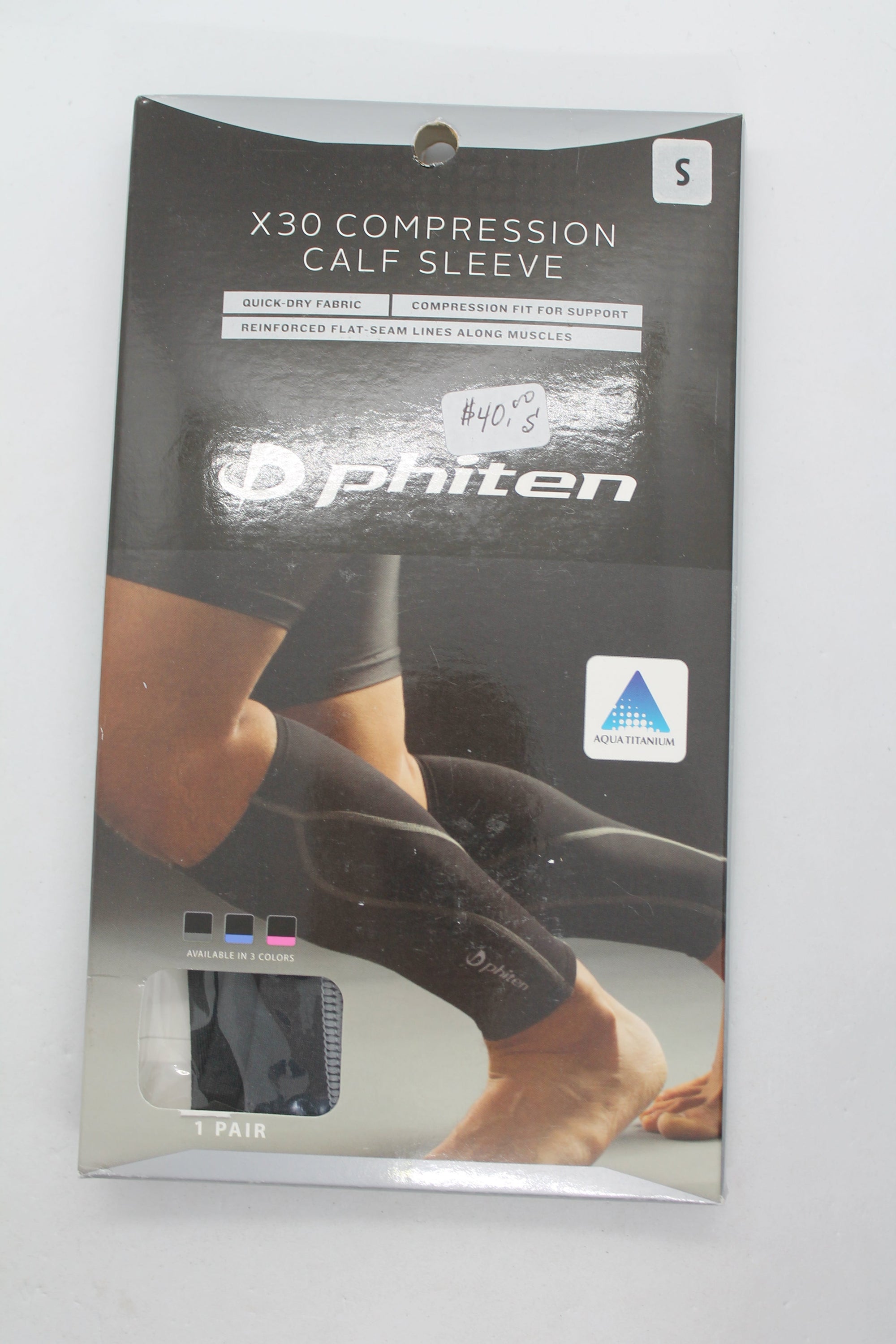 Phiten X30 Compression Calf Sleeve - Black - Small (1 Pair)