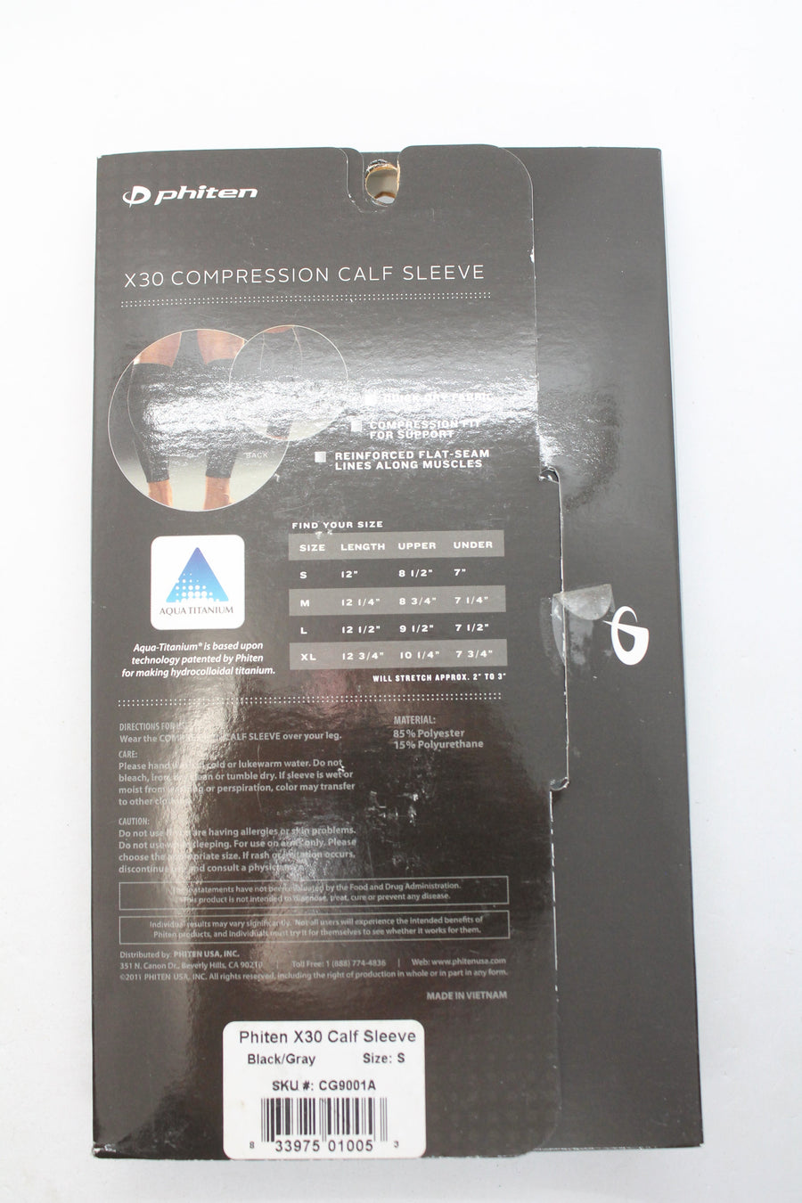 Phiten X30 Compression Calf Sleeve - Black - Small (1 Pair)