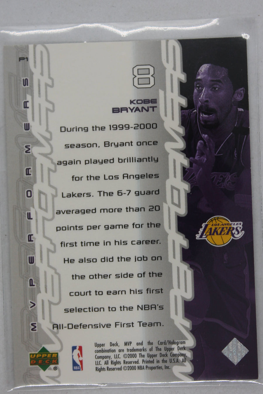 Kobe Bryant 2000-01 Upper Deck MVP - MVPerformers #P1