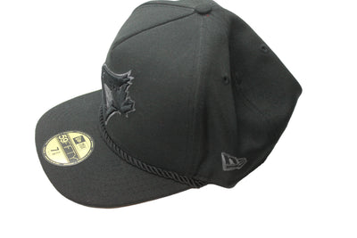 MLB Toronto Blue Jays New Era 59Fifty Black on Black and Silver Fitted Hat with Rope