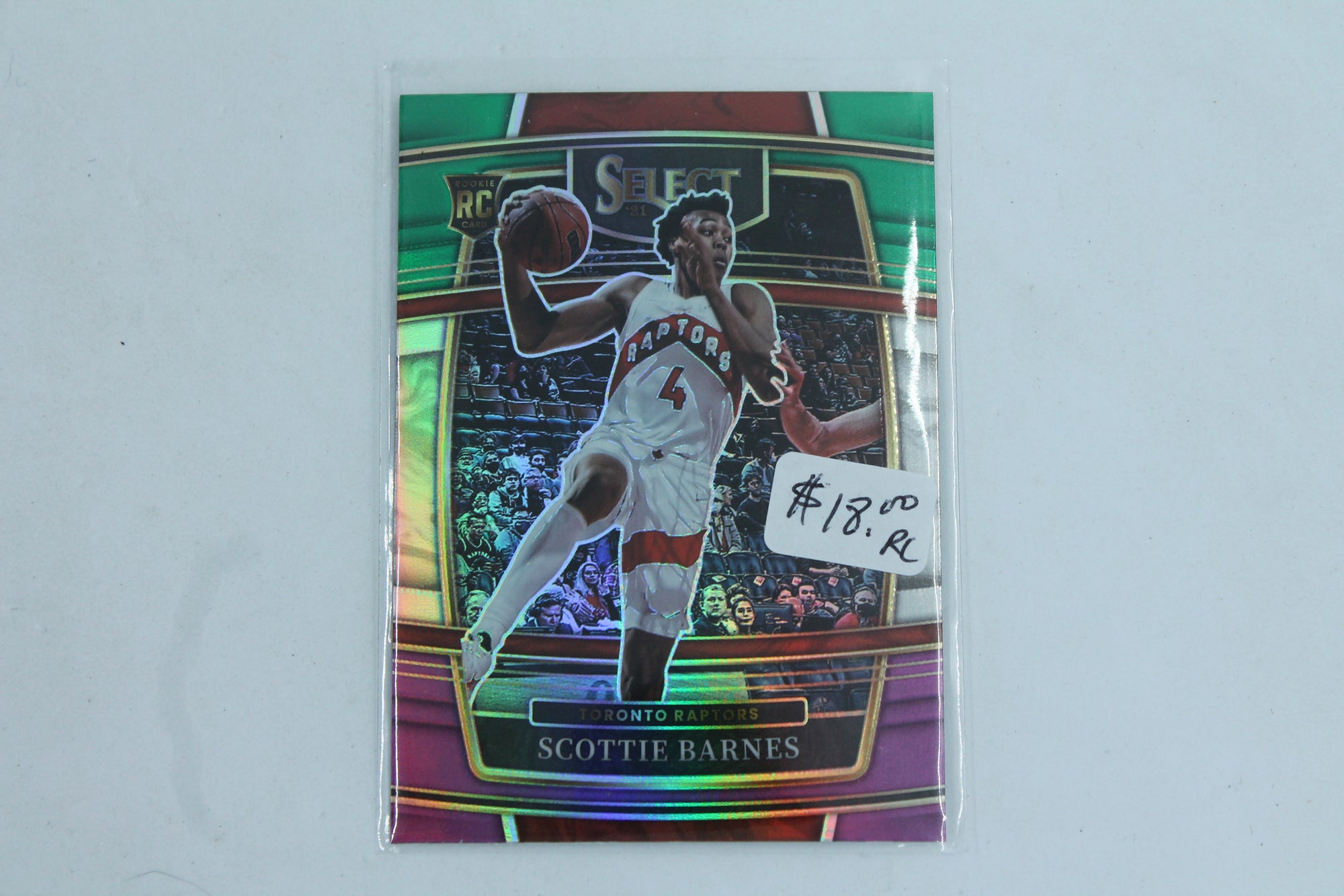 Scottie Barnes 2021-22 Panini Select Green, White, Purple Prizm Concourse Rookie Card