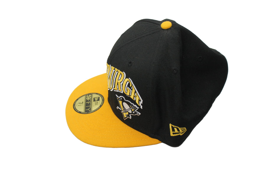 NHL Pittsburgh Penguins New Era 59Fifty Size 7 1/2 Fitted Hat (Black, White & Yellow)