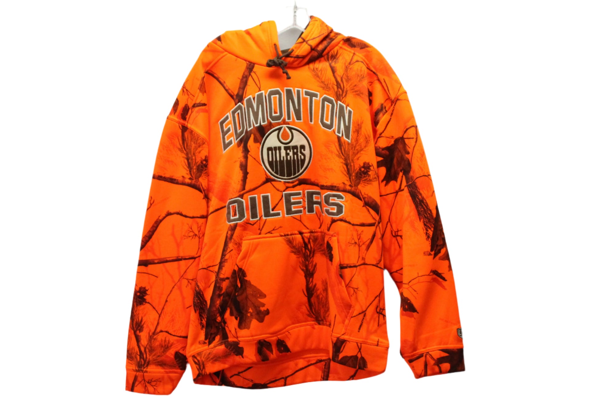 NHL Edmonton Oilers Men's Parot Realtree Orange Fleece OTH Camo Hoodie