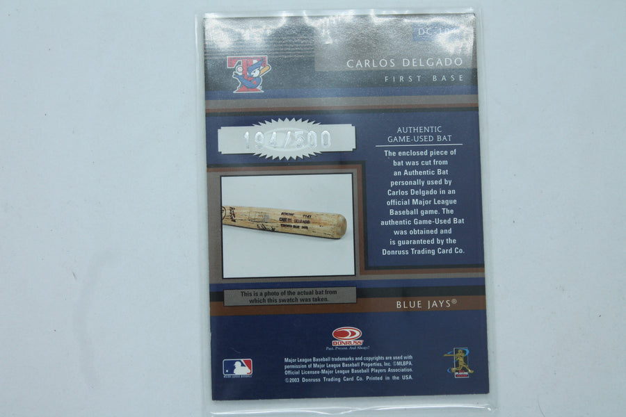 Carlos Delgado 2003 Donruss Diamond Kings - Diamond Cut Bat Card #194/500