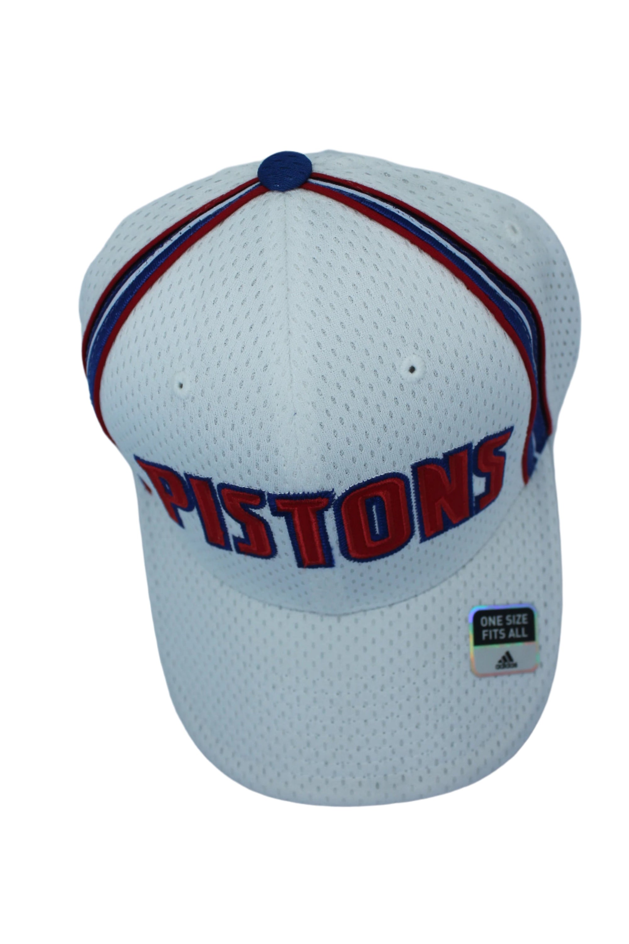 NBA Detroit Pistons adidas OSFM Flex Hat - White, Blue & Red - PISTONS