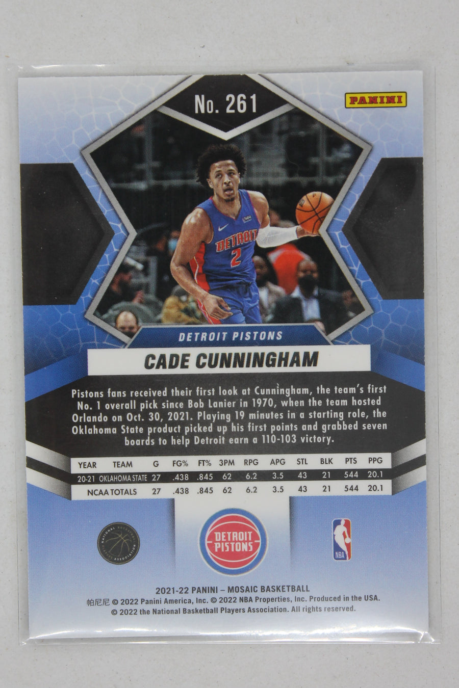 Cade Cunningham 2021-22 Panini Mosaic - NBA Debut Rookie Card