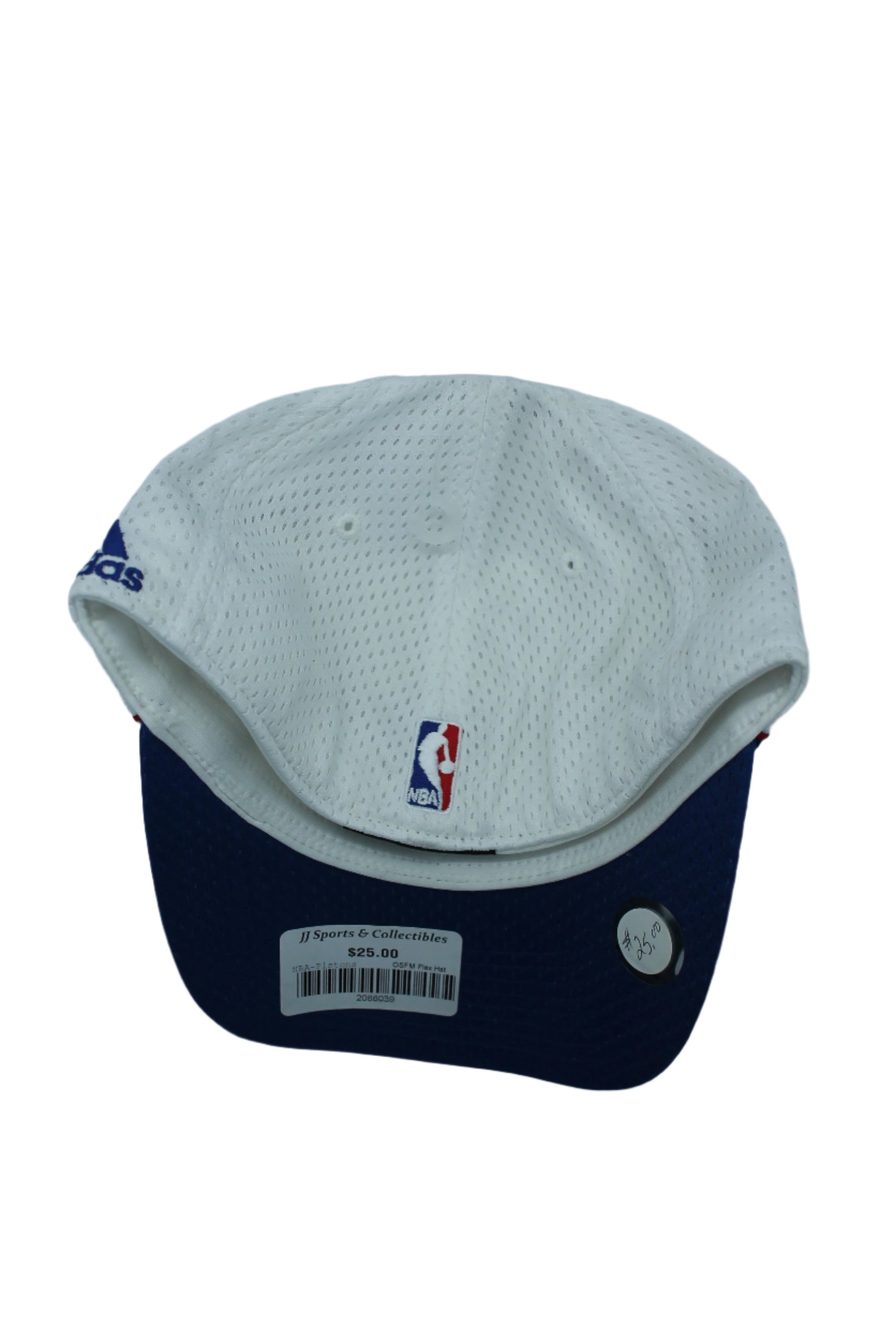 NBA Detroit Pistons adidas OSFM Flex Hat - White, Blue & Red - PISTONS