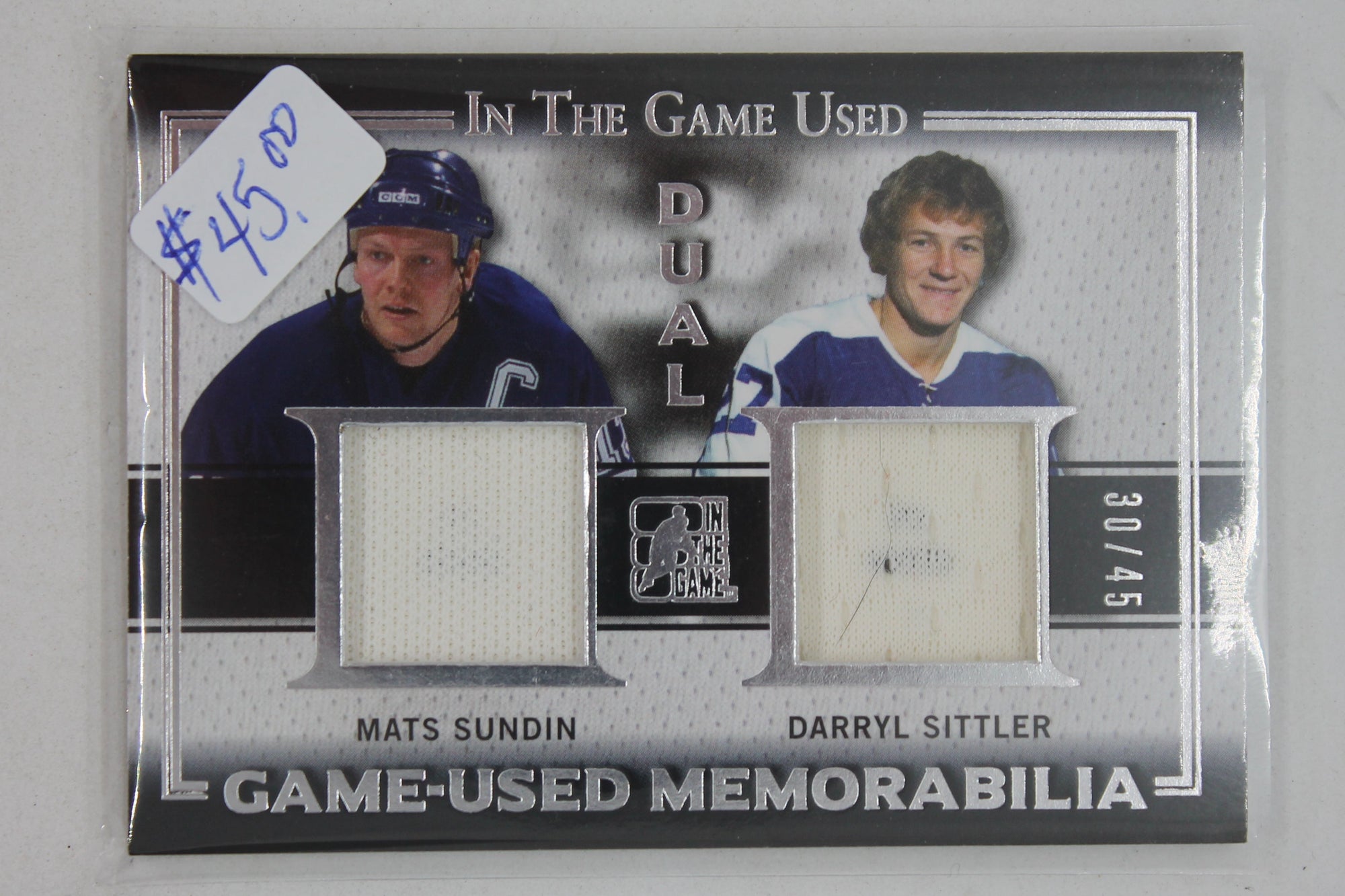 2014 ITG USED SUNDIN / SITTLER GAME USED MEMORABILIA DUAL 30/45- MAPLE LEAFS!!