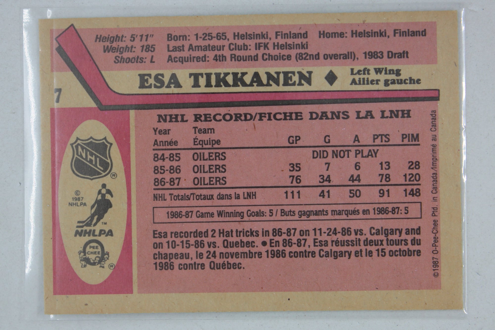 Esa Tikkanen 1987-88 O-Pee-Chee Rookie Card