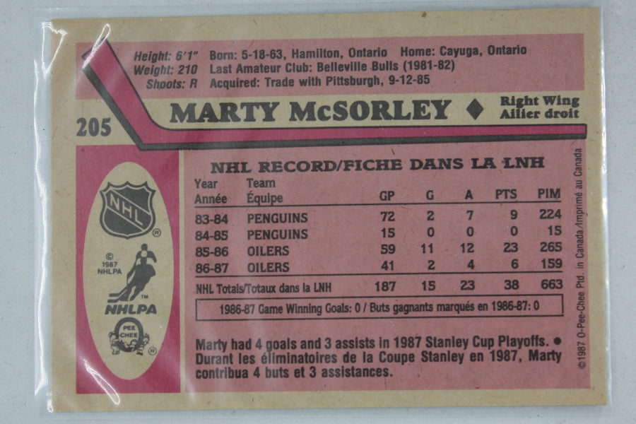 Marty McSorley 1987-88 O-Pee-Chee Rookie Card
