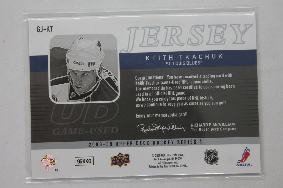 Keith Tkachuk 2008-09 Upper Deck - UD Game Jersey Series 1 #GJ-KT Jersey Card