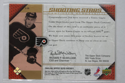 Simon Gagne 2005-06 Upper Deck - Shooting Stars Game-Used Memorabilia #S-SG Jersey Card