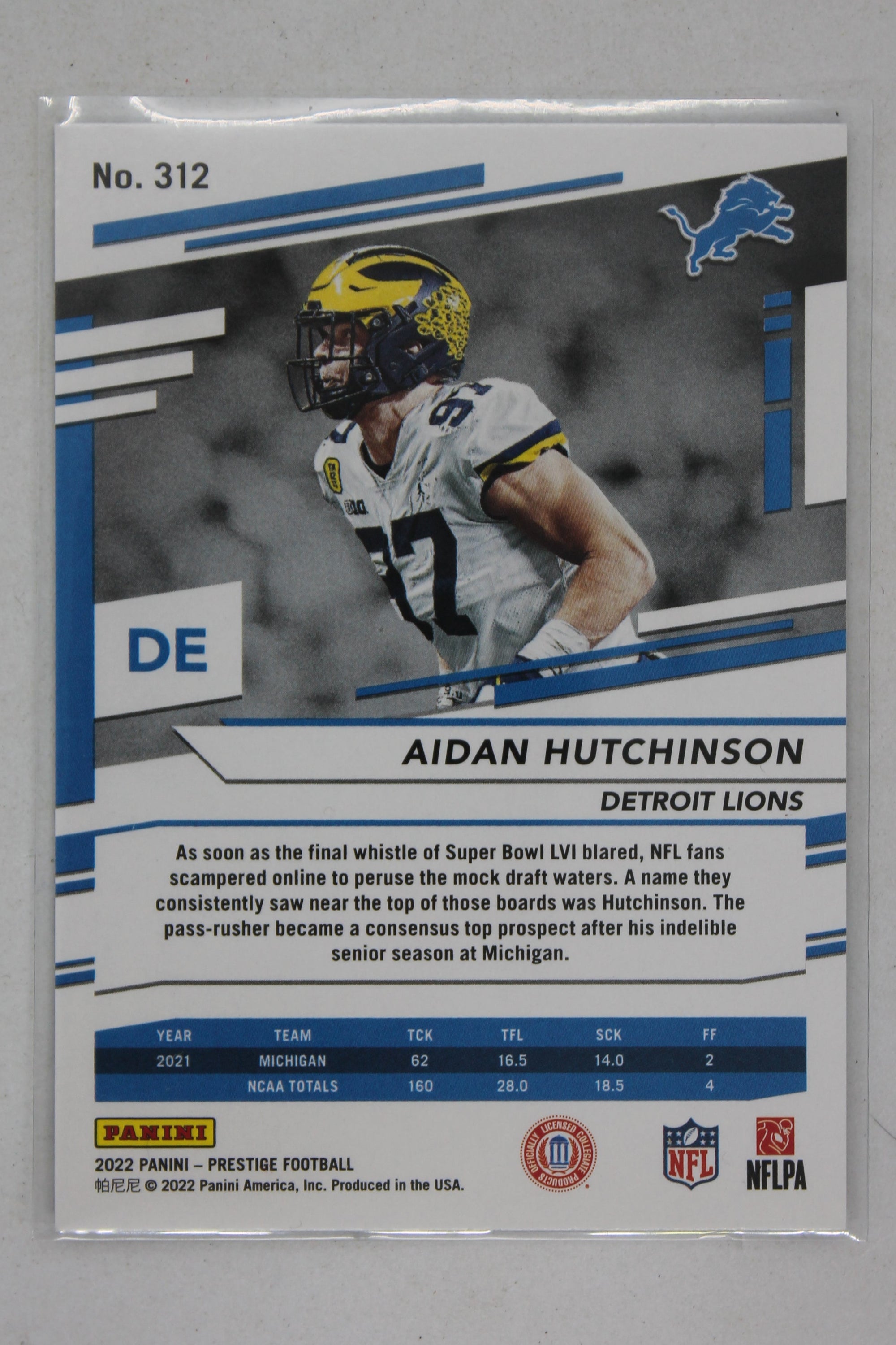 Aidan Hutchinson 2022 Panini Prestige Rookies - Rookie Card