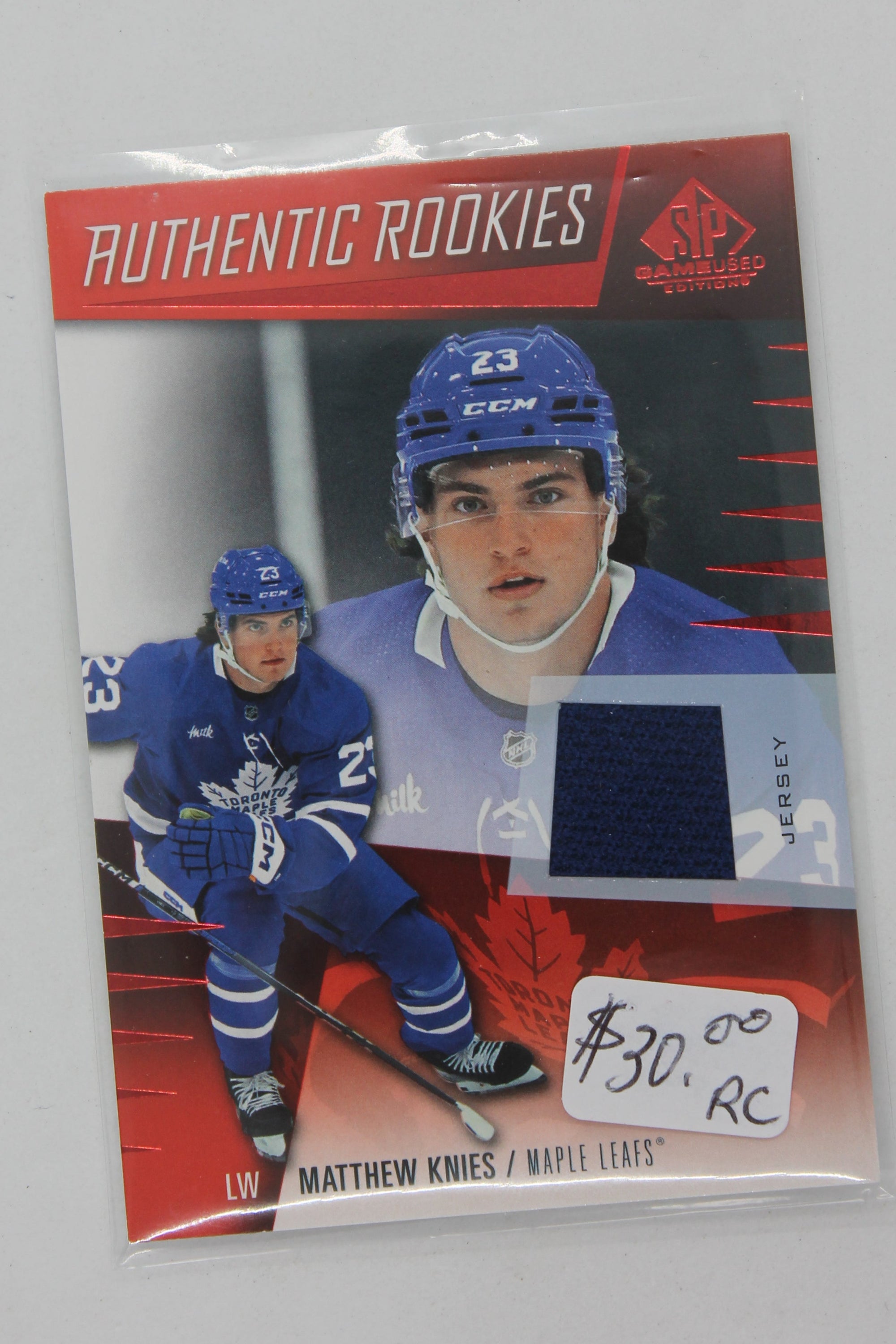 Matthew Knies 2023-24 Upper Deck SP Game-Used Jersey Rookie Card