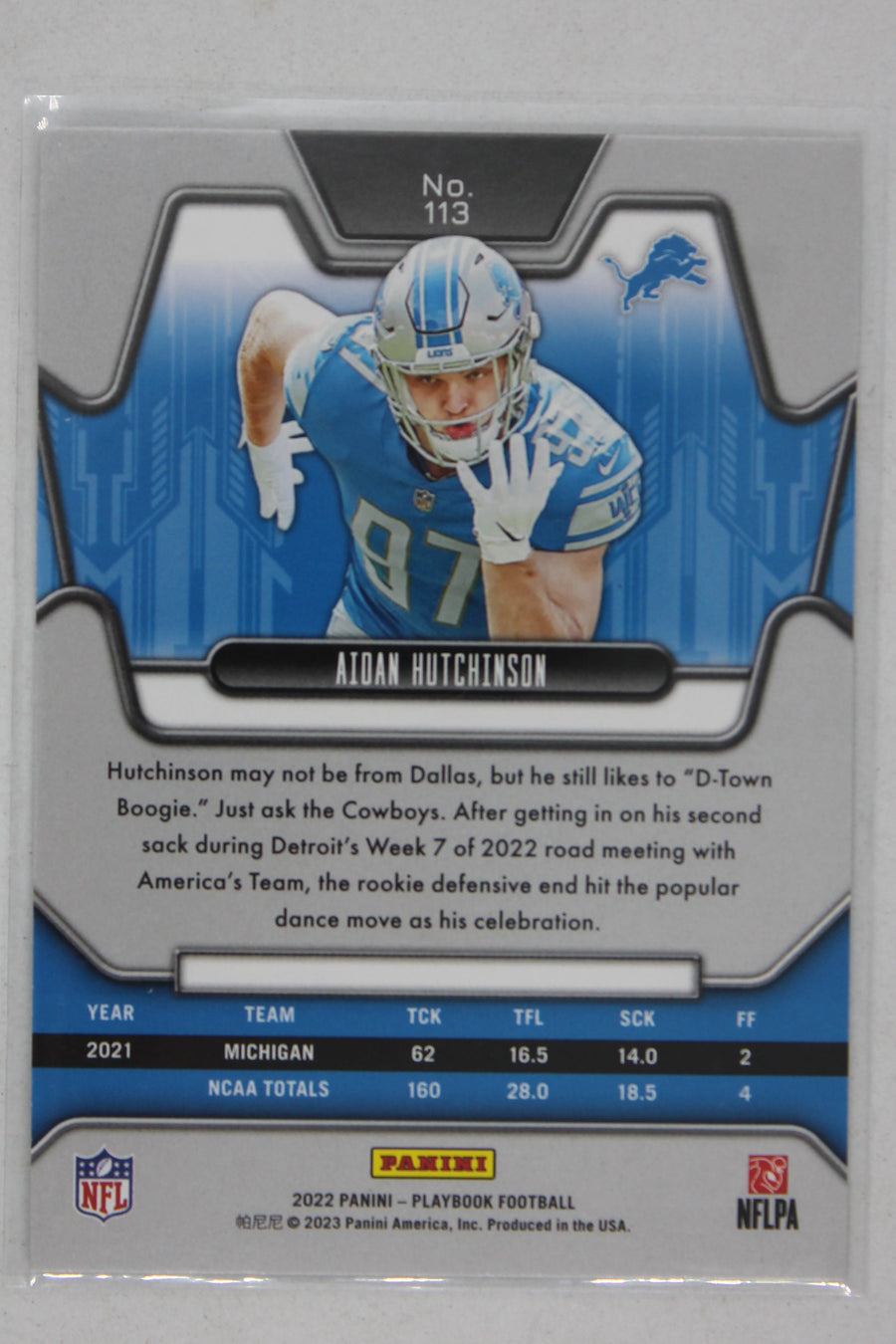 Aidan Hutchinson 2022 Panini Playbook Purple Rookies Rookie Card