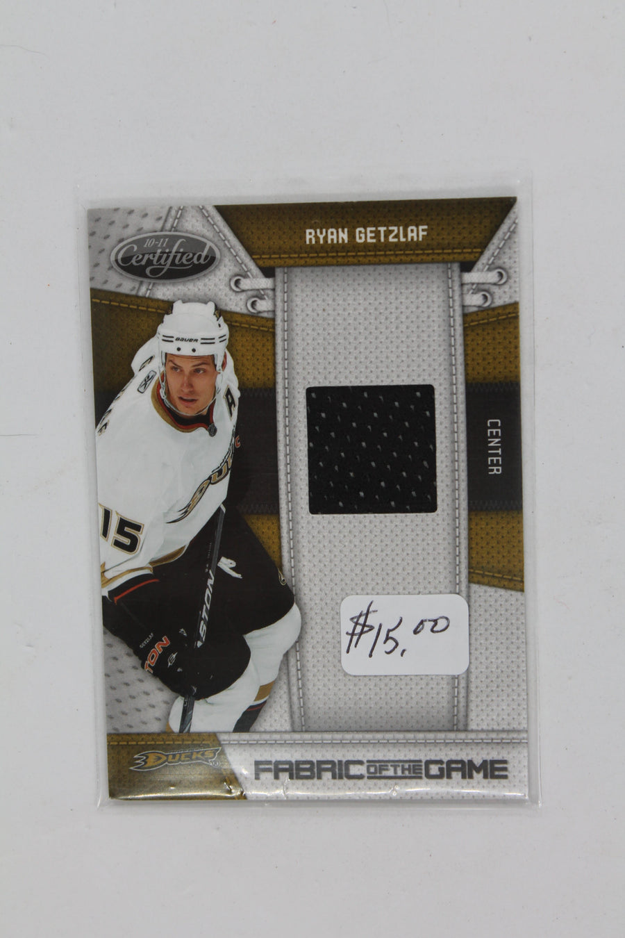 NHL Anaheim Ducks Ryan Getzlaf 2010-11 Certified - Fabric of the Game Jersey Card #208/250