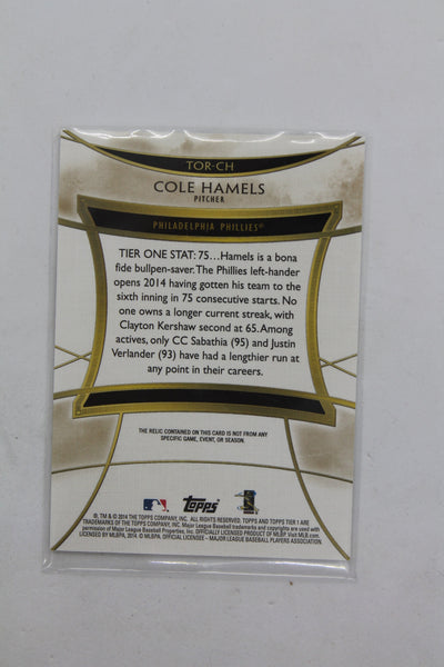 Cole Hamels 2014 Topps Tier One - Relics Bat Card #054/299