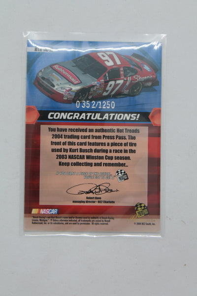 Kurt Busch 2004 Press Pass - Burnouts Race-Used Tire #HTR 14 #0352/1,250