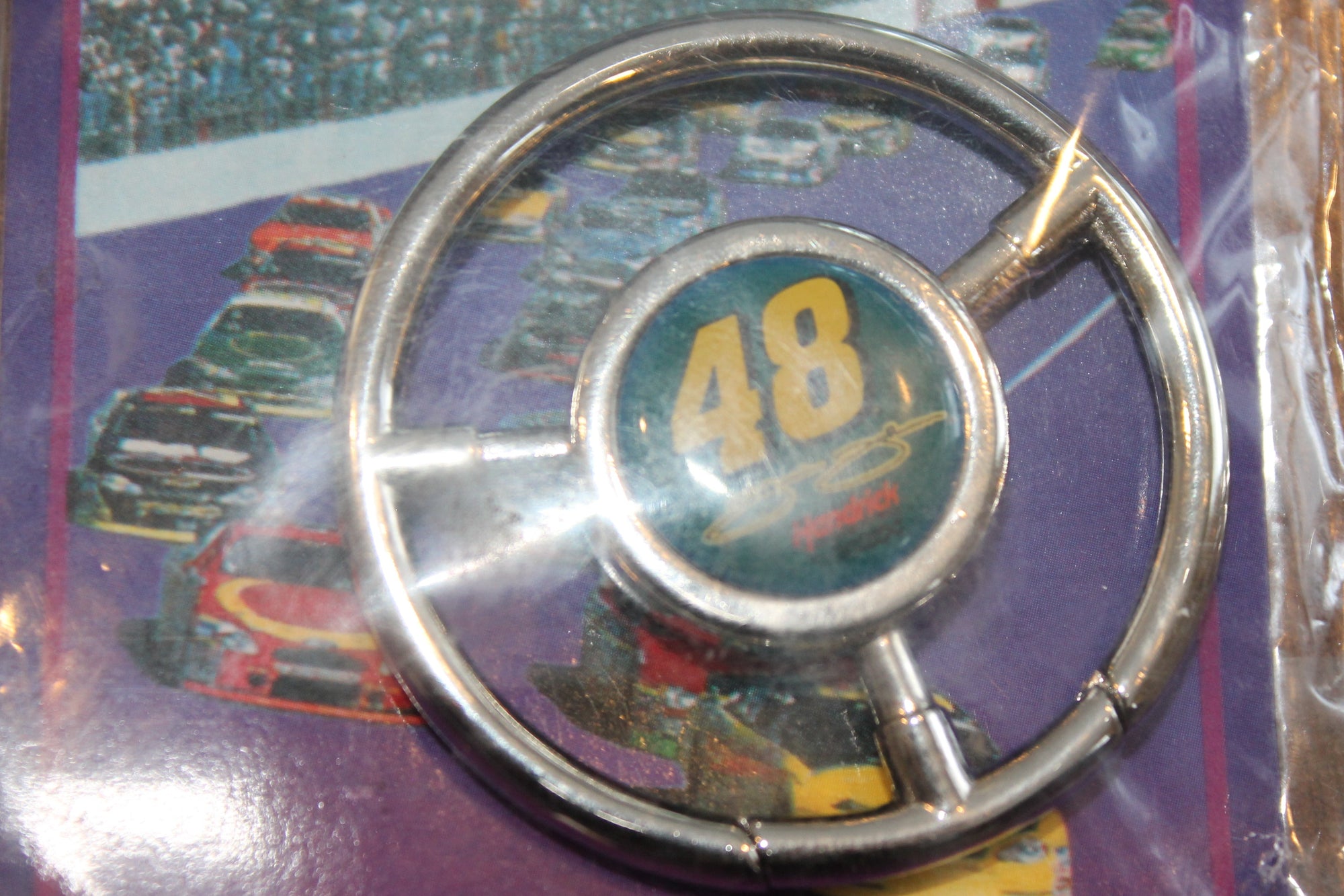 NASCAR Jimmie Johnson #48 Metal Keychain - Motorhead Steering Wheel
