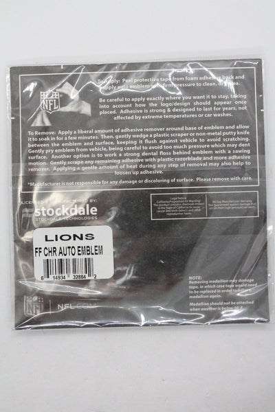 NFL Detroit Lions Adhesive Premium Chrome Metal Logo - Auto Emblem