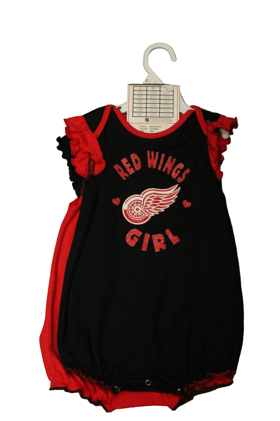 NHL Detroit Red Wings Infant 2pc "Red Wings Girl" Bodysuit Set