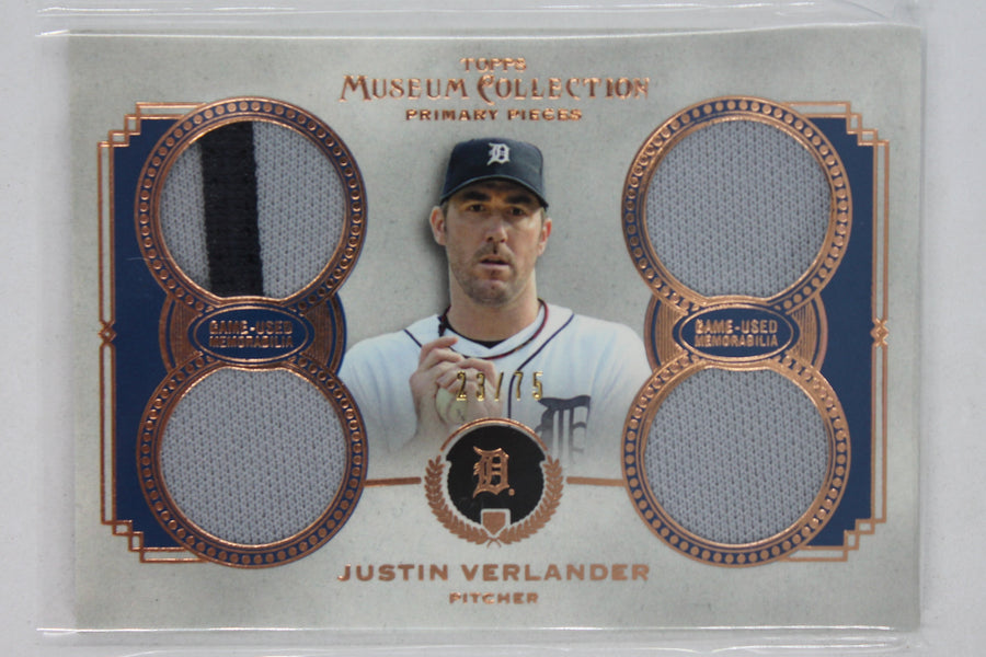 Justin Verlander 2013 Topps Museum Collection - Primary Pieces Quad Relics - #23/75