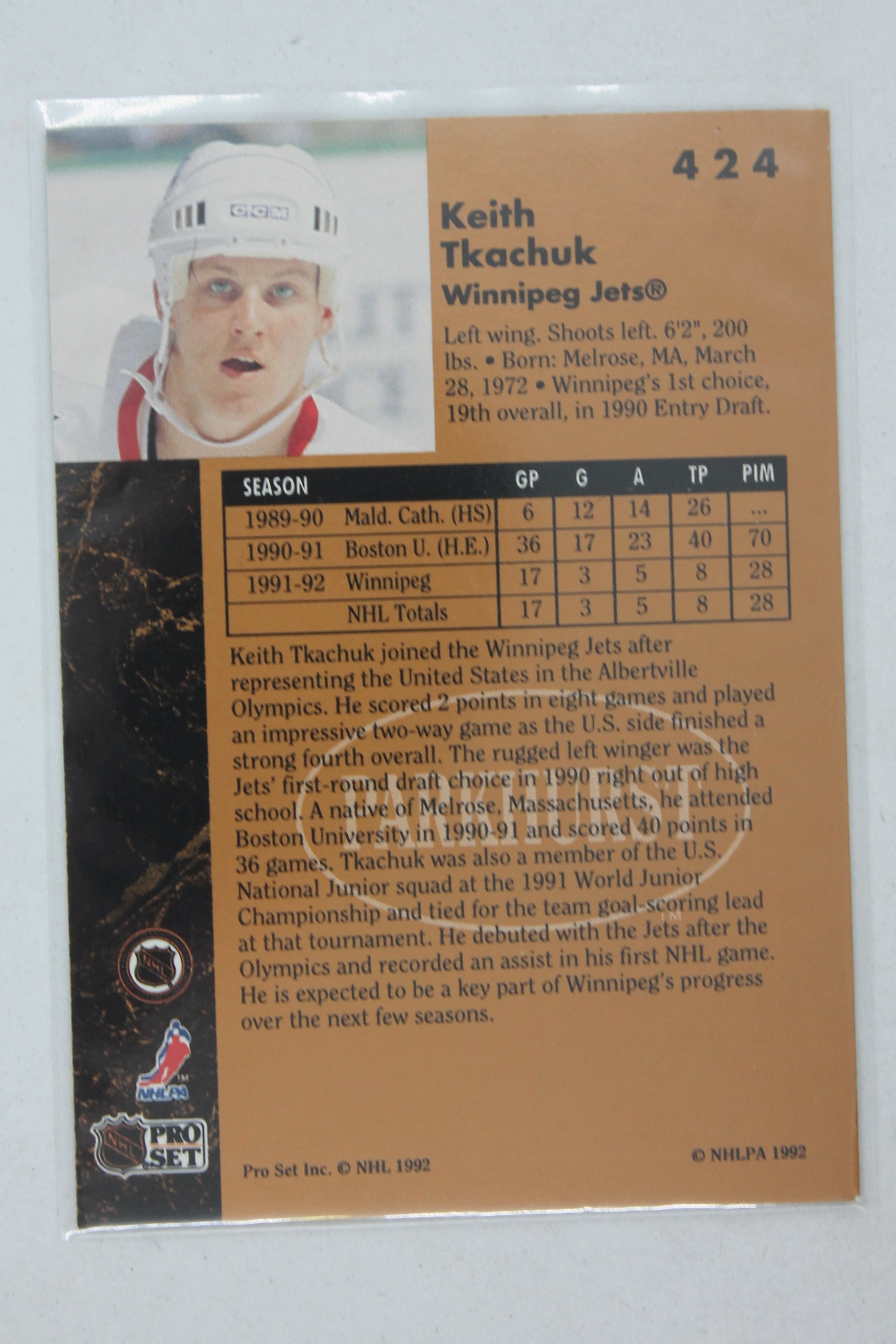 Keith Tkachuk 1991-92 Parkhurst Rookie Card