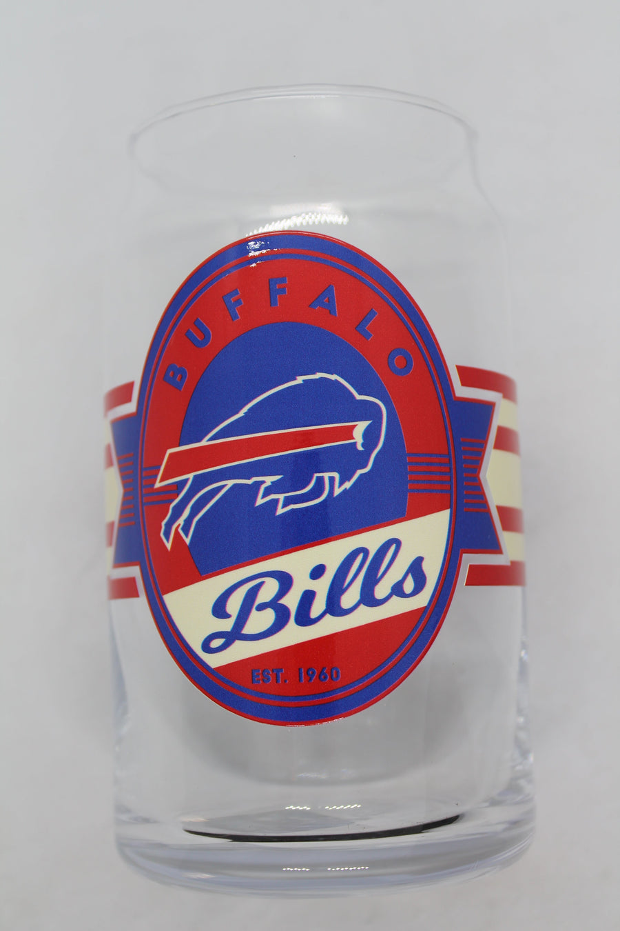 NFL Buffalo Bills Nostalgia Label 16 oz Can Glass (price per glass)