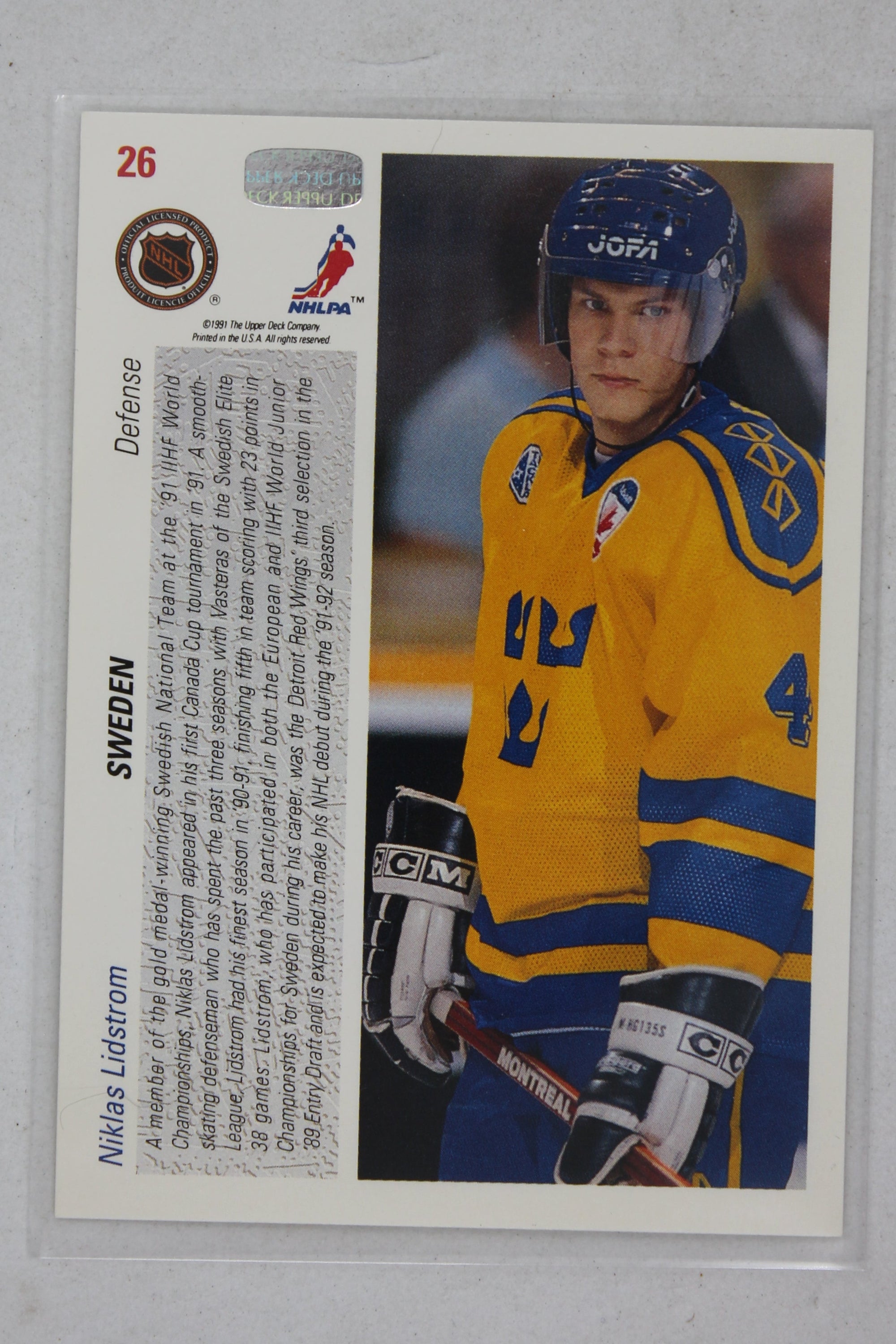 Nicklas Lidstrom 1991-92 Upper Deck Rookie Card
