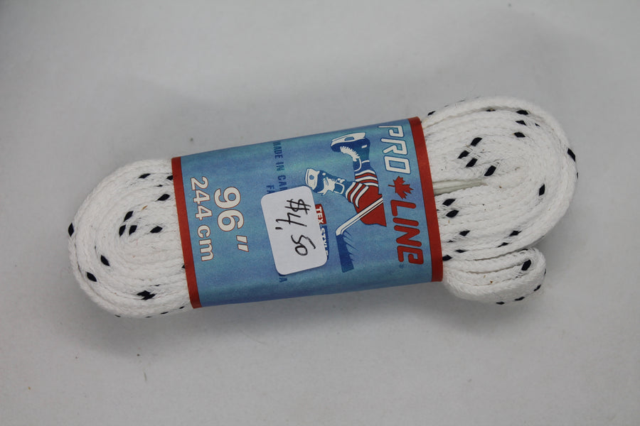 Hockey Skate Laces - Pro Line 96" . 244 cm (White with Blue Specks)