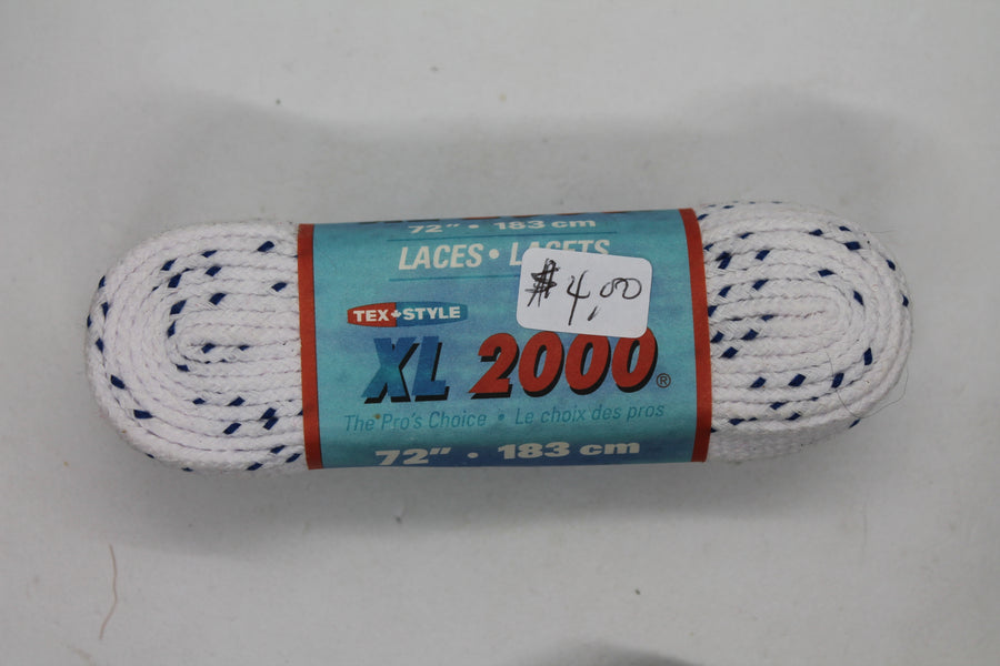 Hockey Skate Laces - XL 2000 72" . 183 cm (White with Blue Specks)