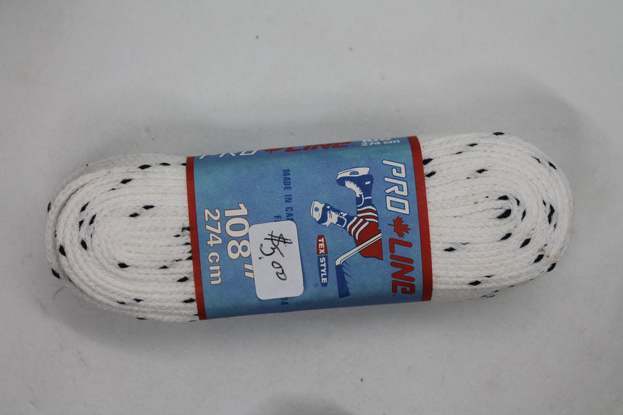 Hockey Skate Laces - Pro Line 108" . 274 cm (White with Blue Specks)