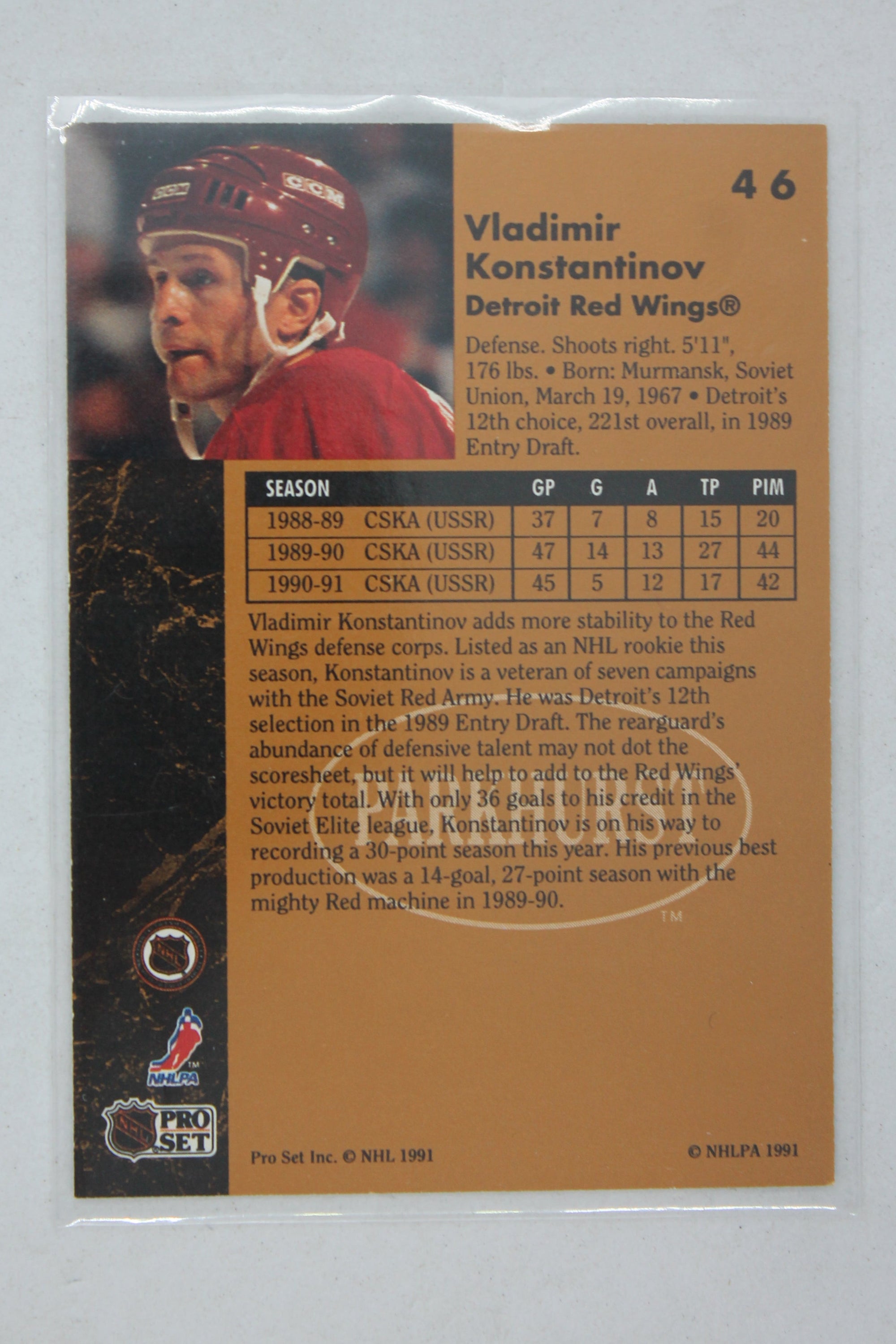 Vladimir Konstantinov 1991-92 Parkhurst Rookie Card