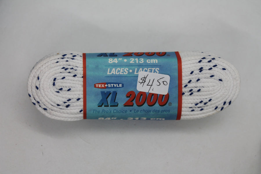 Hockey Skate Laces - XL 2000 84" . 213 cm (White with Blue Specks)
