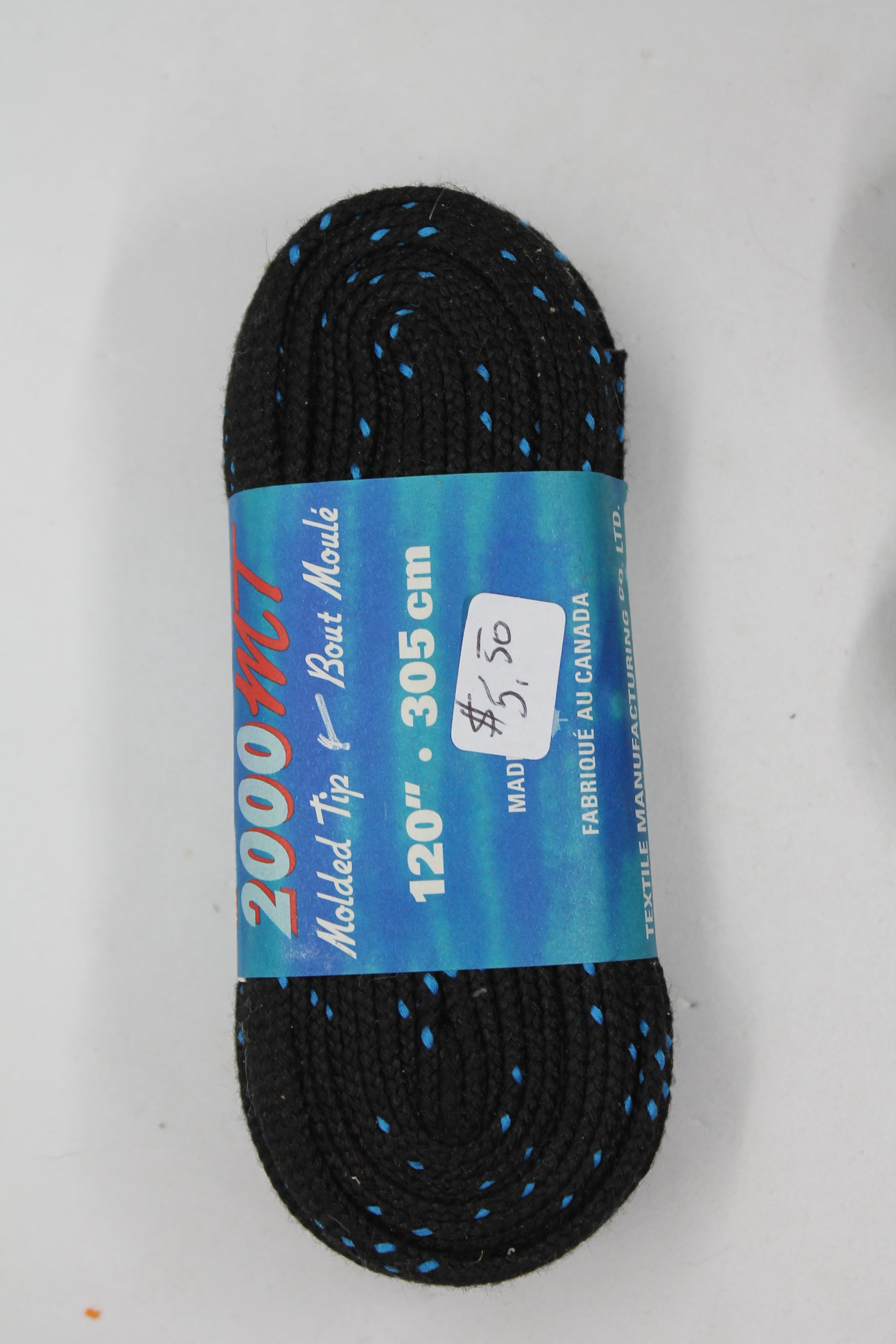 Hockey Skate Laces - 2000 MT 120" . 305 cm (Black with Blue Specks)