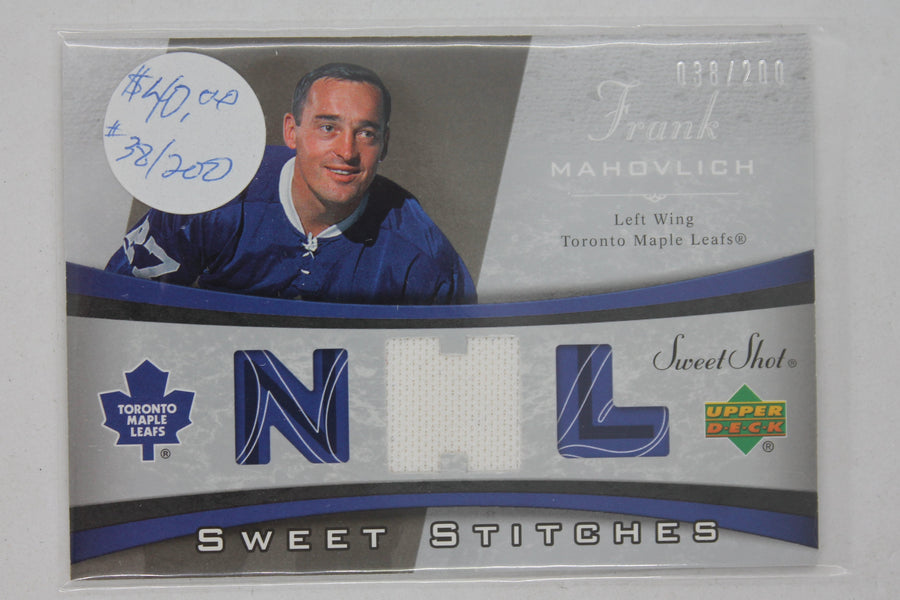 Frank Mahovlich 2006-07 Sweet Shot Stitches Relic Maple Leafs #38/200