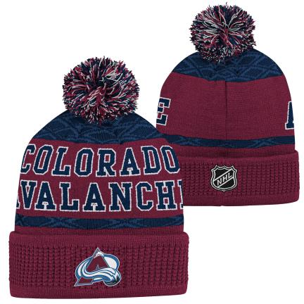 NHL Colorado Avalanche Youth Puck Pattern Toque with Pom
