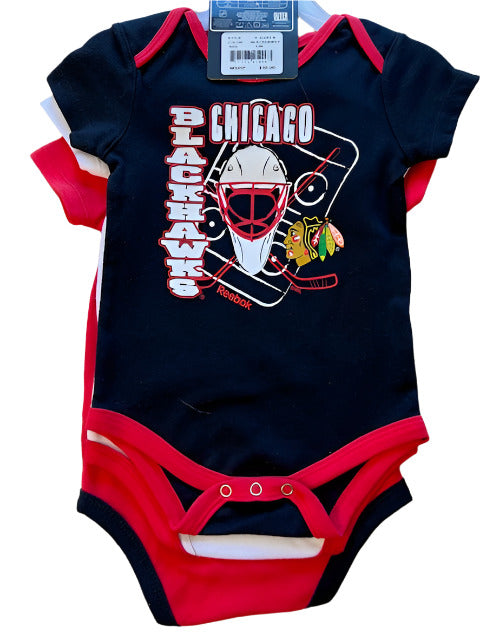 NHL Chicago Blackhawks Infant Reebok 3pc Bodysuit Set