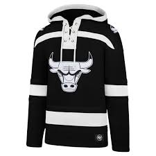 NBA Chicago Bulls Mens 47 Brand Black Ice Lace Up Hoodie