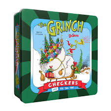 The Grinch Checkers & Tic Tac Toe Board Game Tin