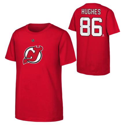 NHL New Jersey Devils Youth Jack Hughes Name & Number Tee #86