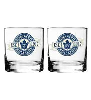 NHL Toronto Maple Leafs "Banner" Rocks 10oz Glass Set (2 pack)
