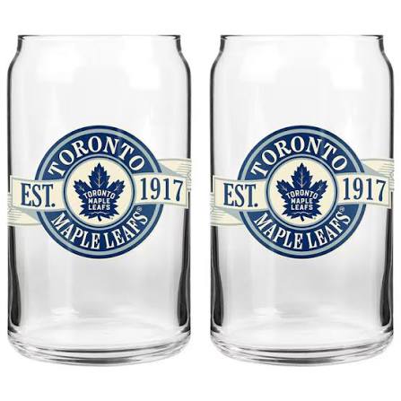 NHL Toronto Maple Leafs Banner 16 oz Can Glass (2 pack set)
