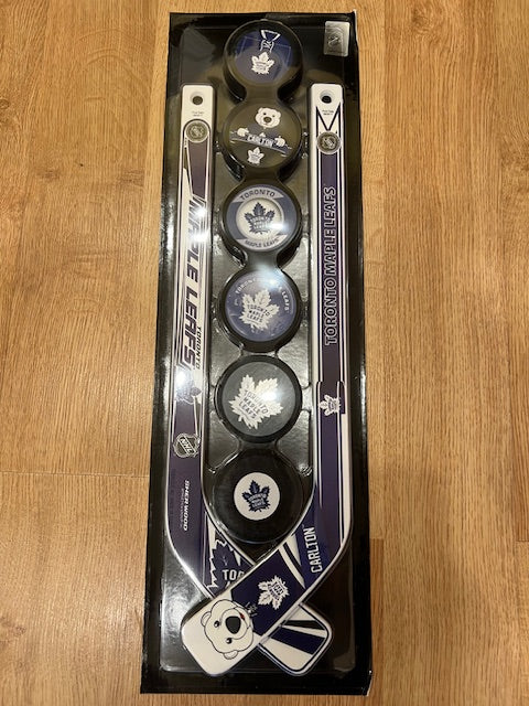 NHL Toronto Maple Leafs Mascot 2 Plastic Mini  Sticks with 6 Foam Pucks