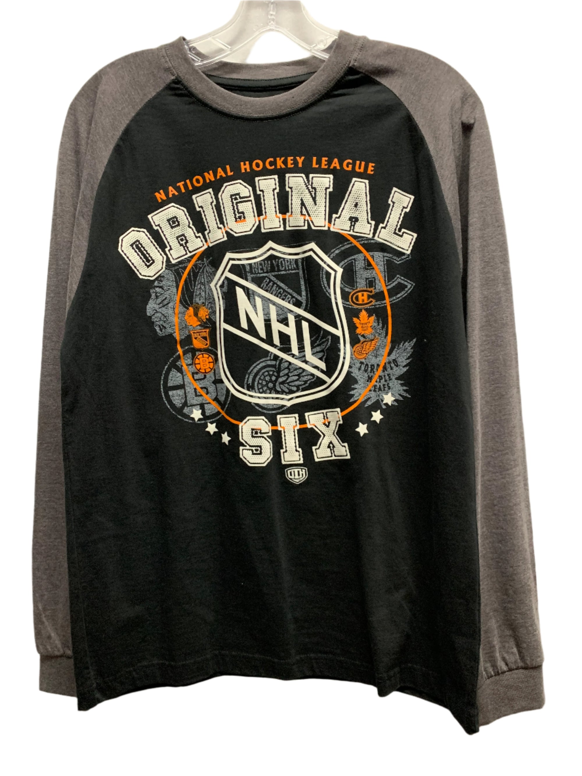 NHL Original Six Mens OTH Long Sleeve T-Shirt (Black & Grey)
