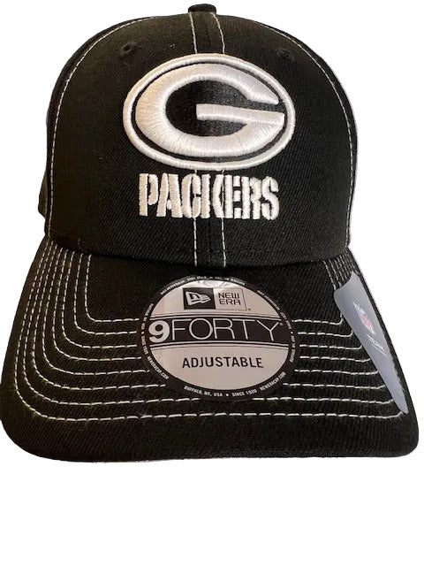 NFL Green Bay Packers 9Forty New Era Black with White Adjustable Hat