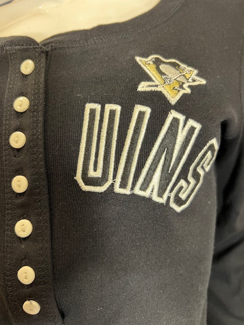 NHL Pittsburgh Penguins Women's OTH Long Sleeve Button Tee (Black) (online only)