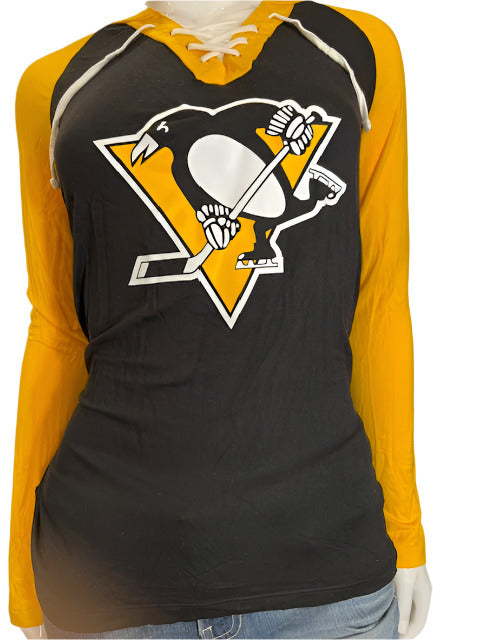 NHL Pittsburgh Penguins Women's Fanatics Lace-Up Long Sleeve Tee (online only)