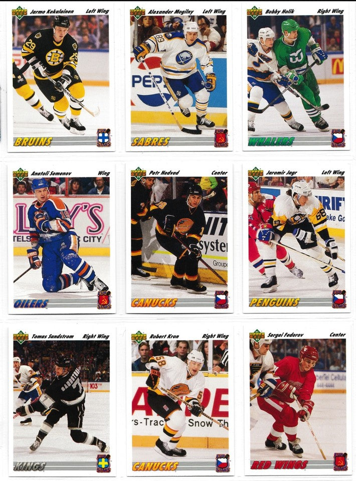 1991-92 UPPER DECK EURO-STARS COMPLETE 18-CARD SET – ENGLISH