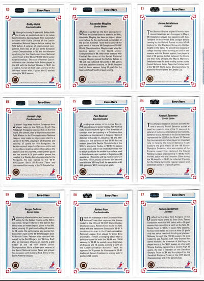 1991-92 UPPER DECK EURO-STARS COMPLETE 18-CARD SET – ENGLISH